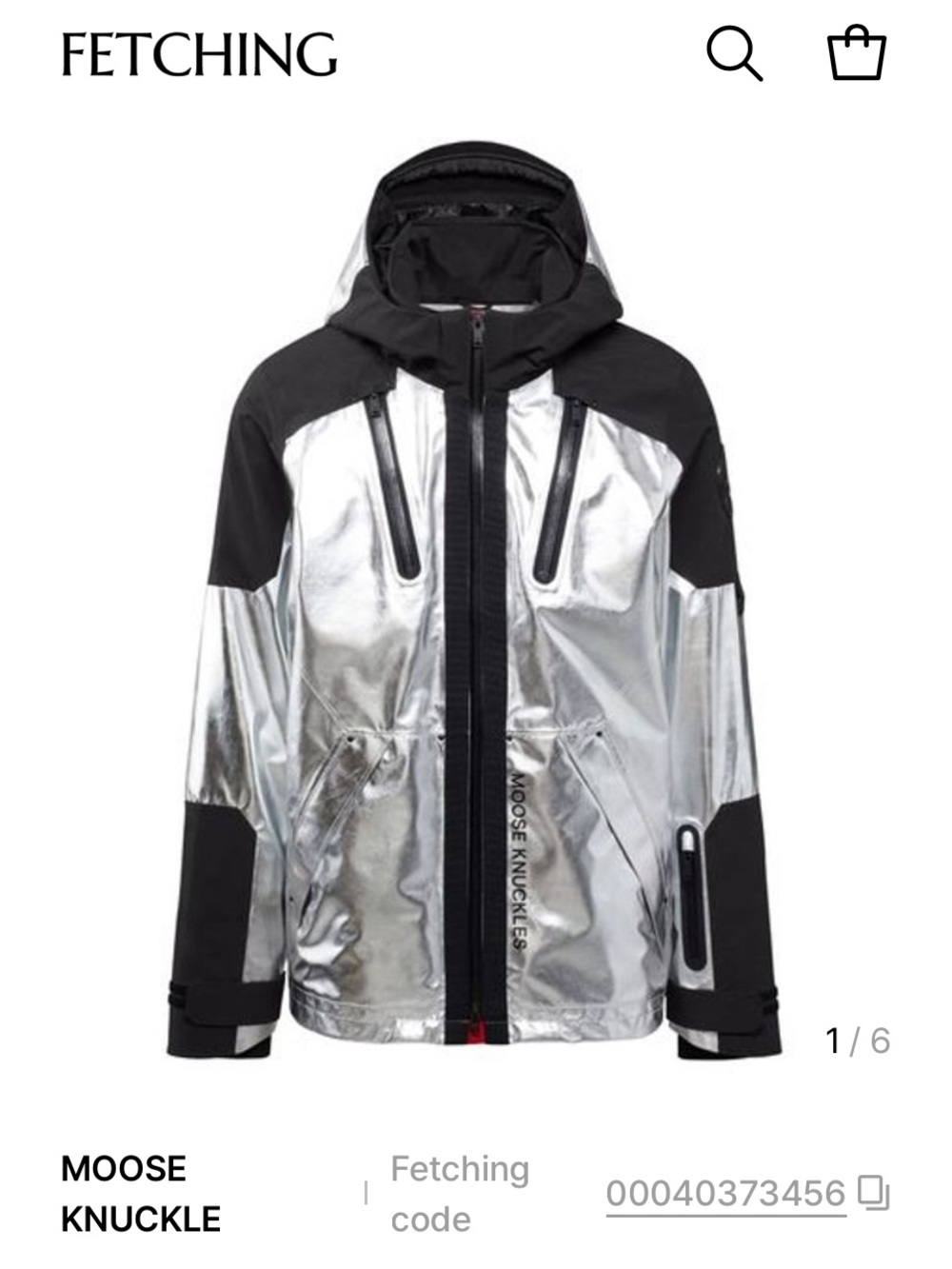 Moose Knuckles Men's Silver and Black Hooded Ski Jacket